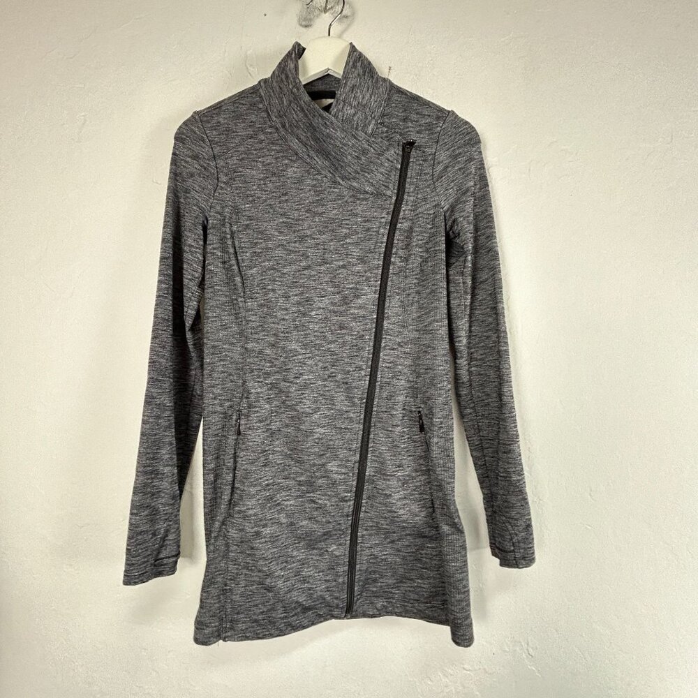 Athleta Womens Gray Asymmetrical Zip Intention Jacket XXS Stretch Activewear